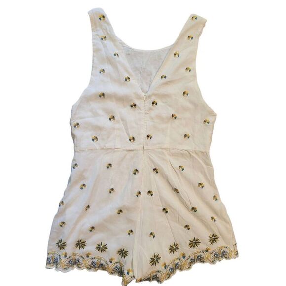 Free People Romper Women's 6 Ivory Margarita Embroidered Boho Summer Sleeveless - Picture 3 of 5